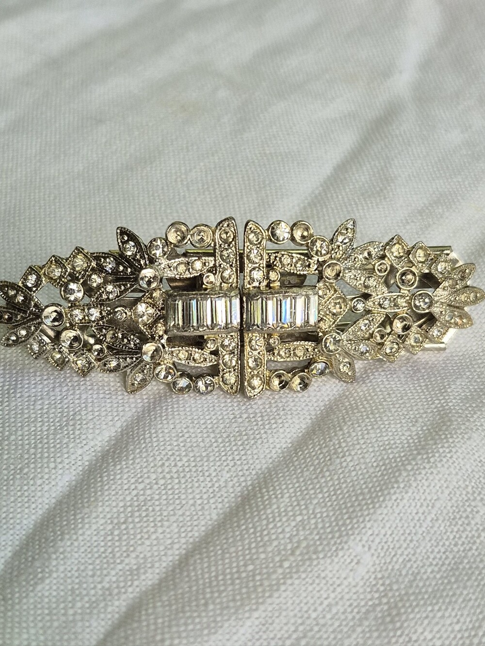 RARE Vintage 1930s Art Deco Rhinestone Convertible Duette Brooch Patent #180212